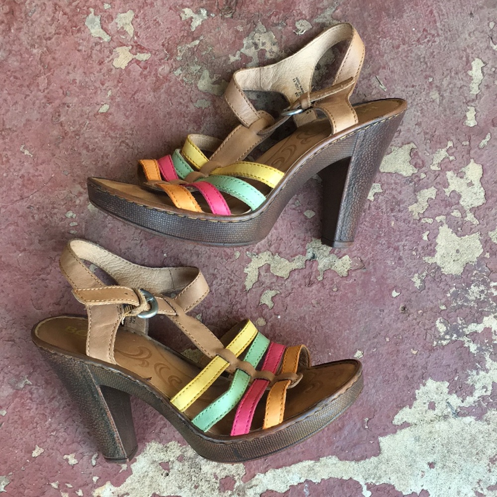 Born leather strappy sandal heels